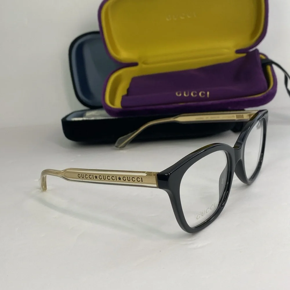Gucci Seasonal-Icon GG0566O 001 Eyeglasses unisex Black/Crystal 52-18-140mm